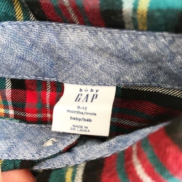 Babygap plaid button down diaper shirt EUC 6-12m - Picture 3 of 4